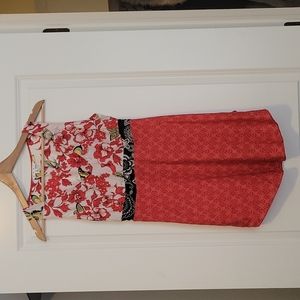 Cabi floral butterfly silk tank top